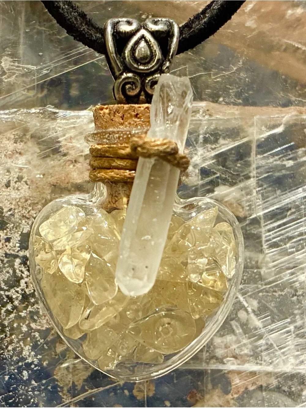 Handmade Citrine Heart Crystal Pendant Necklace